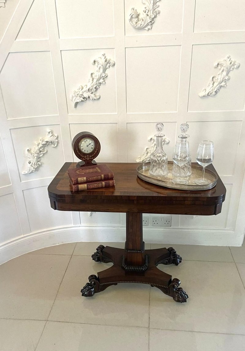 Quality Antique William IV Rosewood Card/Side Table - Image 2